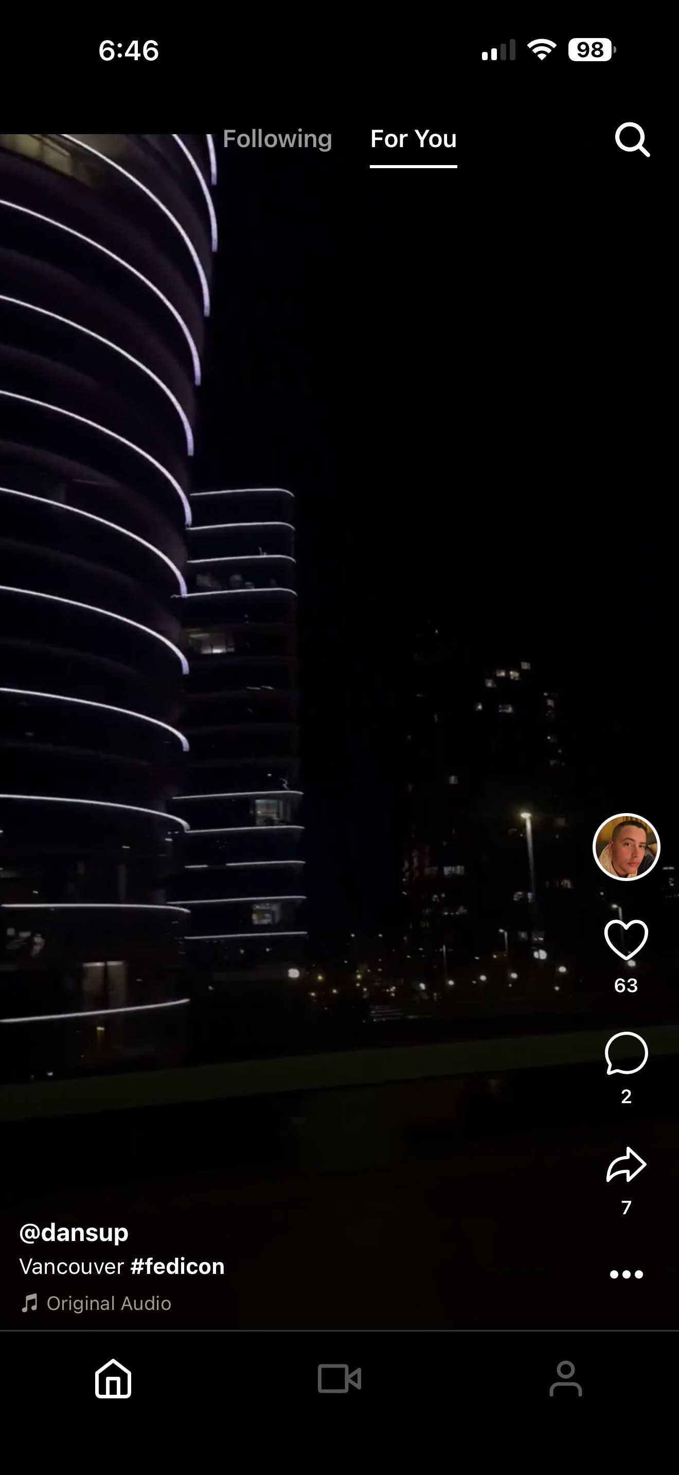 Loops app showing For You and Following feeds